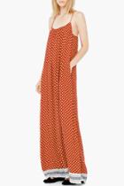 Oasap Bohemia Print Spaghetti Strap Linen Maxi Dress