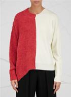 Oasap Fashion Contrast Color Irregular Loose Sweater