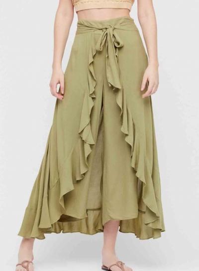 Oasap Fashion Tie Waist Ruffle Culottes