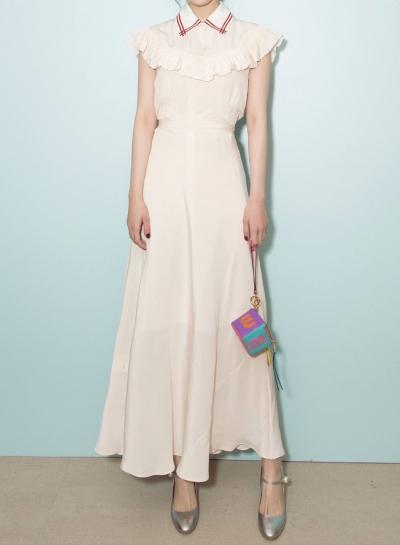 Oasap Elegant Short Sleeve Ruffle Maxi Evening Dress