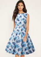 Oasap Vintage Sleeveless Floral Printed Swing Dress With Belt