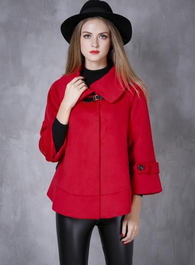 Oasap Turn Down Collar Long Sleeve Cloak Design Coat