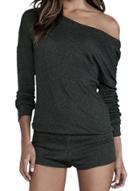 Oasap Women's Casual Off Shoulder Long Sleeve Bodycon Romper