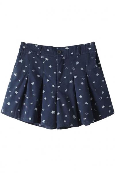 Oasap Starry Print Pleated Mini Pantskirt