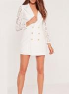 Oasap Women's Lace Trim Double Breasted Blazer