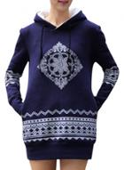 Oasap Women's National Wind Print Hooded Knit Sweatshirt