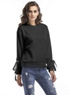 Oasap Solid Lace-up Long Sleeve Pullover Sweatshirt