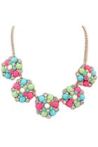 Oasap Luxury Colorblocked Faux Stone Bib Necklace