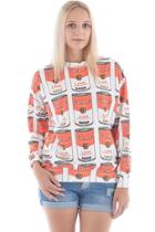 Oasap Love Soup Can Print Sweatshirt