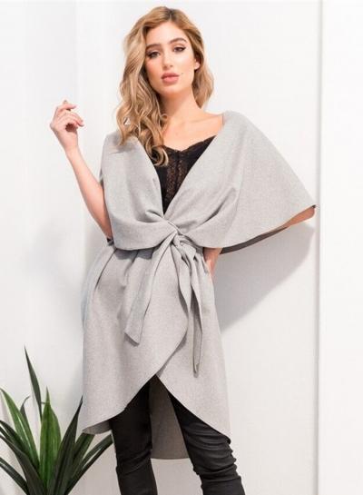 Oasap Sleeveless Lace-up Open Front Coat
