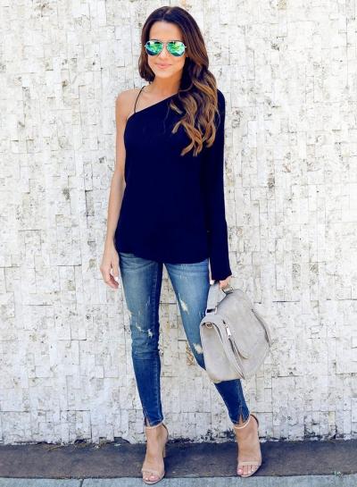 Oasap Fashion Off One Shoulder Long Sleeve Blouse