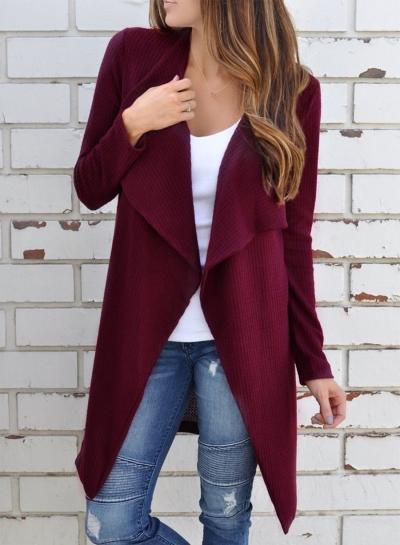 Oasap Fashion Solid Long Sleeve Open Front Knit Coat