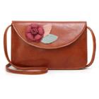 Oasap Casual Vintage Leather Cross Body Bag Shoulder Flap With Flower