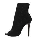 Oasap Solid Color Peep Toe Stiletto Heels Knit Boots