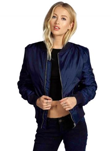 Oasap Full Zip Solid Bomber Jacket