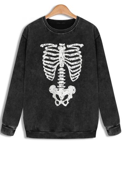 Oasap Bone Wash Fleece Sweatshirt