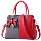 Oasap Pu Color Block Tote Shoulder Bag