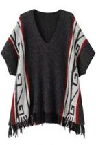 Oasap Favourite V Neck Short Sleeve Tasseled Sweater