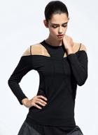 Oasap Women's Long Sleeve Color Block Slim Fit Sports Top
