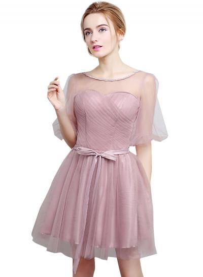 Oasap Women's Round Neck Backless Short Party Bridesmaids Dress