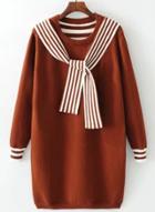 Oasap Striped Sailor Collar Knit Sweater Dress