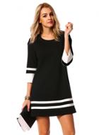 Oasap 3/4 Sleeve Stripe Mini Shift Dress
