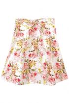 Oasap Dumure Floral Medi Skirt With Ruffles