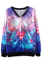 Oasap Mysterious Graphic Galaxy Zip Up Sweatshirt