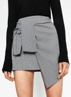 Oasap Fashion Plaid Tie Waist Irregular Mini Skirt