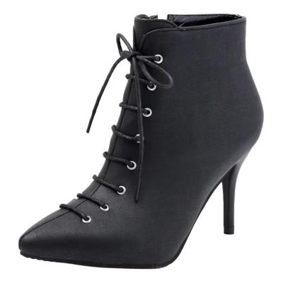 Oasap Pointed Toe Solid Color Lace-up High Heels
