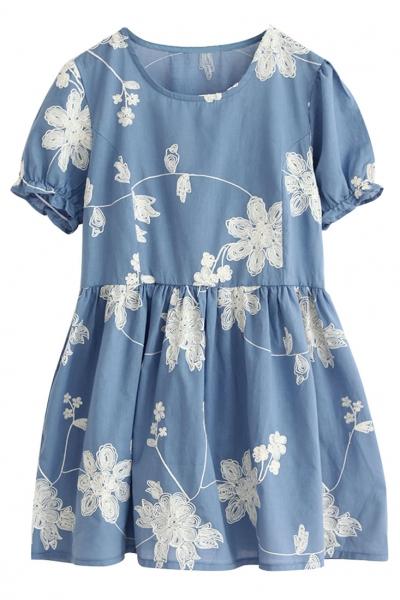 Oasap Fashionable Floral Cotton Mini Dress