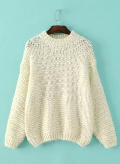 Oasap Pullover Long Sleeve Solid Color Sweaters