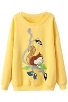 Oasap Fancy Faux Pearl Squirrel Pattern Sweatshirt