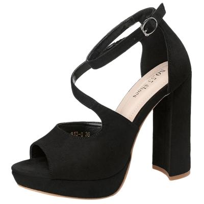 Oasap Peep Toe Platform Chunky Heels Ankle Strap Pumps
