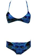 Oasap Women Feather Print Hollow Out Two Piece Swimsuit