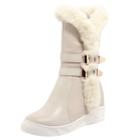 Oasap Genuine Leather Round Toe Side Zipper Mid-calf Snow Boot