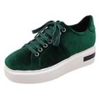 Oasap Round Toe Lace-up Flat Platform Suede Shoes
