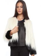 Oasap Women's Faux Fur Fashion Color Block Coat