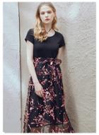 Oasap Floral Print Slim Midi Dress