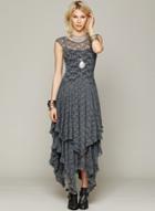 Oasap Fashion Sleeveless Lace Irregular Maxi Dress