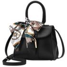 Oasap Pu Leather Tote Shoulder Bag With Scarf
