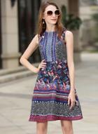 Oasap High-end Jacquard Print Sleeveless Slim Dress