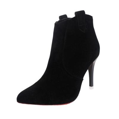 Oasap Fashion Pointed Toe High Heels Suede Ankle Boots