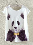 Oasap Wome's Short Sleeve Panda Printed Casual Tee Shirt