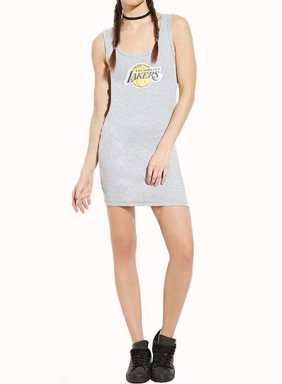 Oasap Letter Print Scoop Neck Mini Tank Dress