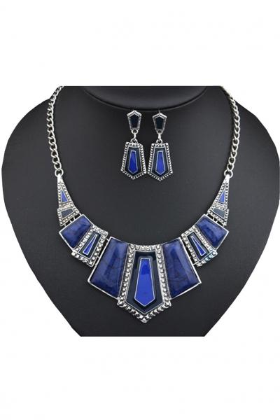 Oasap Vintage Faux Stone Geo Necklace