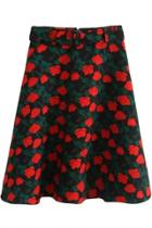 Oasap Fashion Floral Printing Belted A-line Skirt