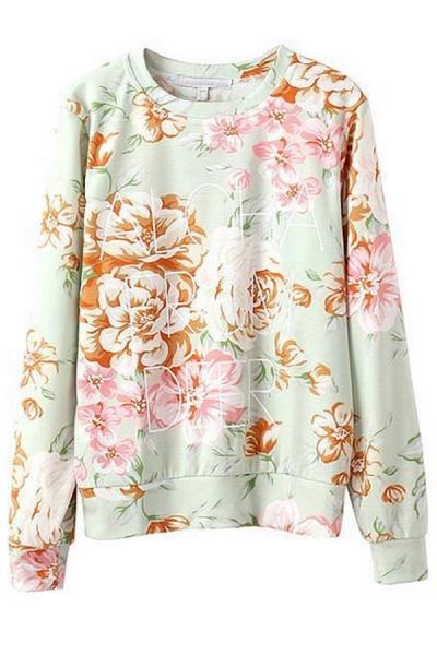 Oasap Demure Floral Print Loose Sweatshirt