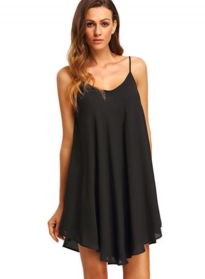 Oasap Spaghetti Strap Sleeveless Loose Mini Chffon Dress