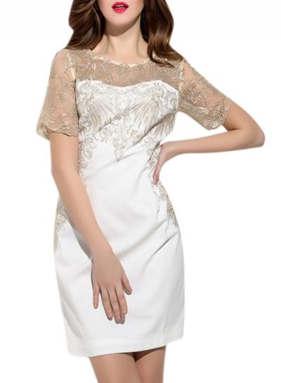 Oasap Women's Mesh Embroidered Patchwork Party Cocktail Bodycon Dress